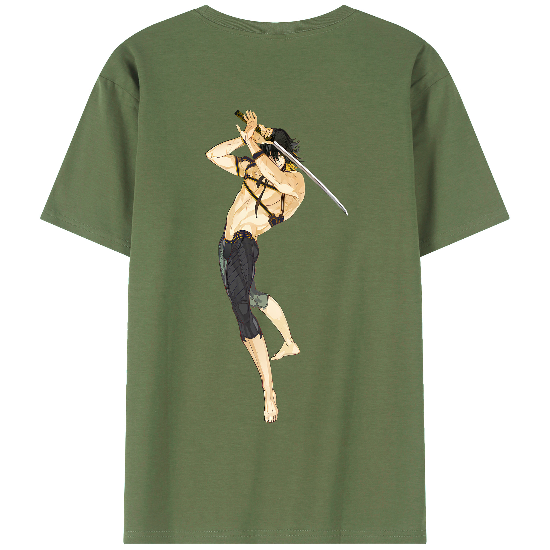 （画像用） 刀剣乱舞 Touken Ranbu 綿100％ メンズ半袖Tシャツ（バックプリント） 通気性